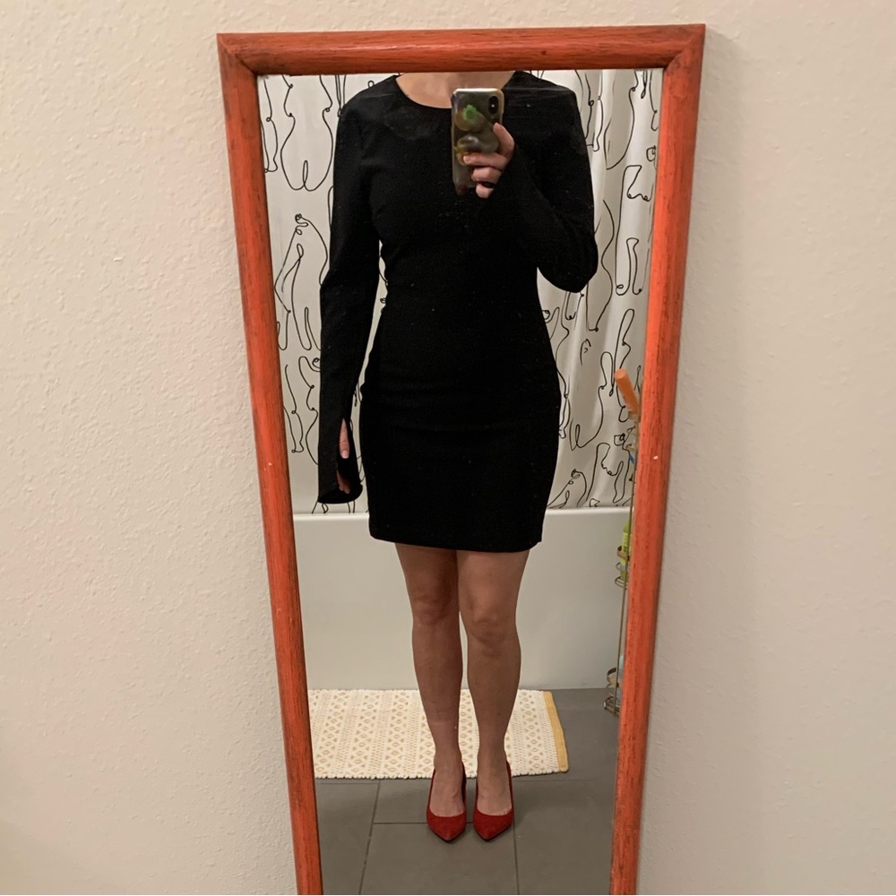 Little Black Dress with Long Sleeves - Picture 3 of 9